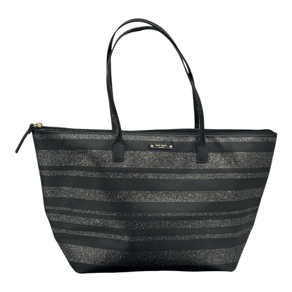 Kate Spade  Silver Glitter Striped Tote Bag